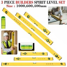3 Piece Builders Yellow Spirit Level Aluminium DIY Tools Long Set 400 600 1000mm