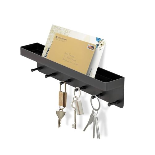 6 Hooks Key Holder for Wall Decorative, Mail Organizer Wall Mount with Key Hooks