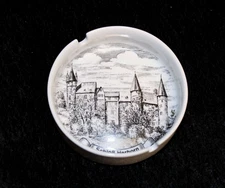 VTG Lorenz & Sohn Ceramic Ashtray SchloB Herborn Bavaria Germany White Souvenir