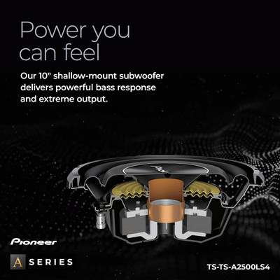 TS-A2500LS4 10  Shallow Mount Component Subwoofer, 1200 Watts Max Power