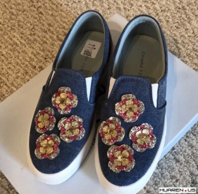 Chiara Ferragin Dark Blue flat shoe 37 