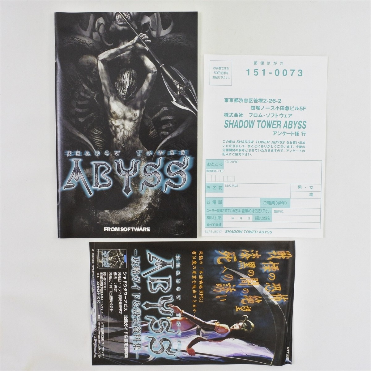 SHADOW TOWER ABYSS PS2 Playstation 2 For JP System 2101 p2