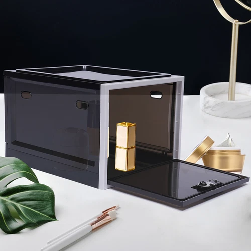 3-digit Lockable Box Medicine Lock Box for Safe Medication Storage Black & White