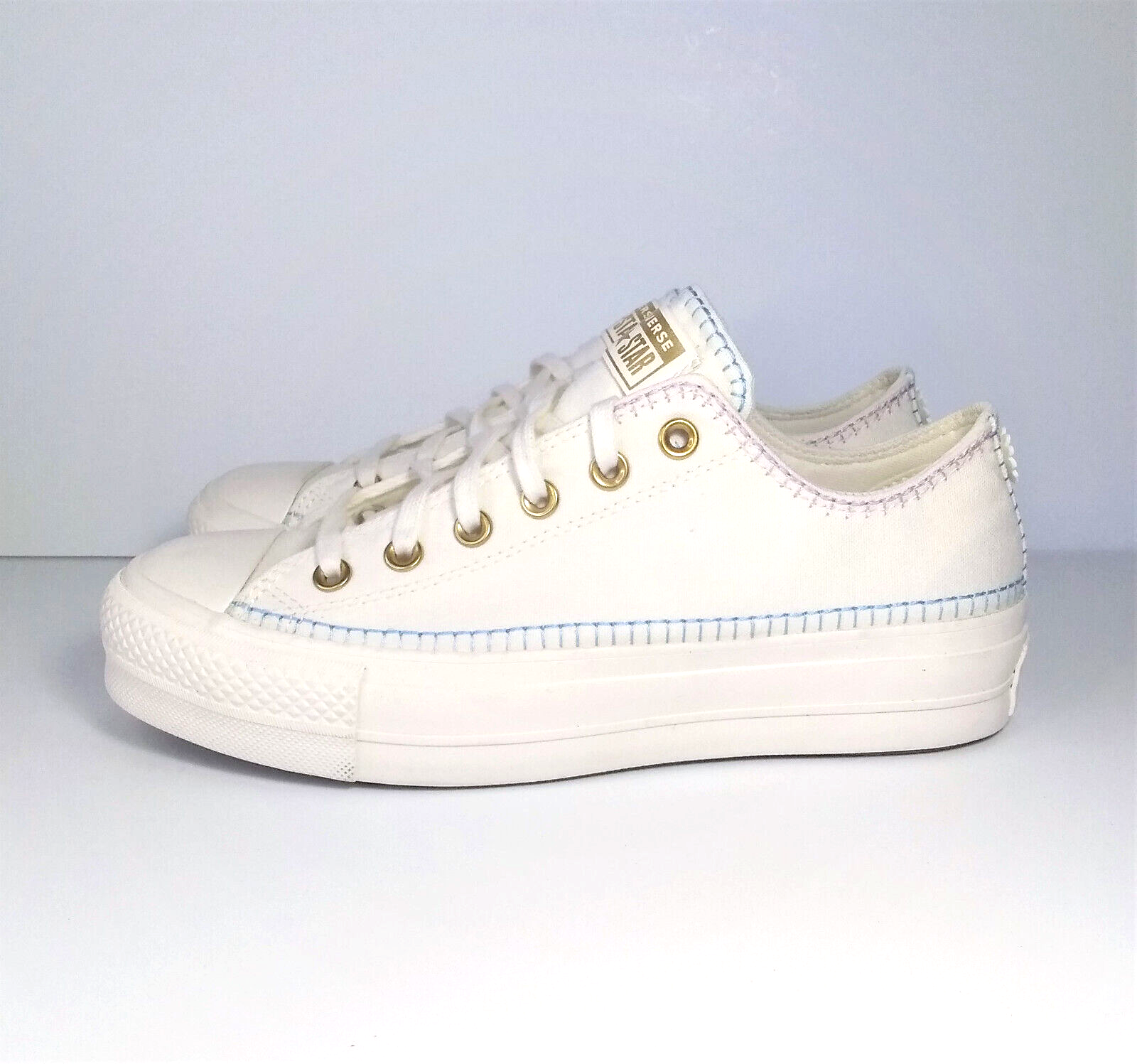 Converse CTAS Lift Ox Womens Sneakers White Blue Gold Size 9 NWOB A08732C-image
