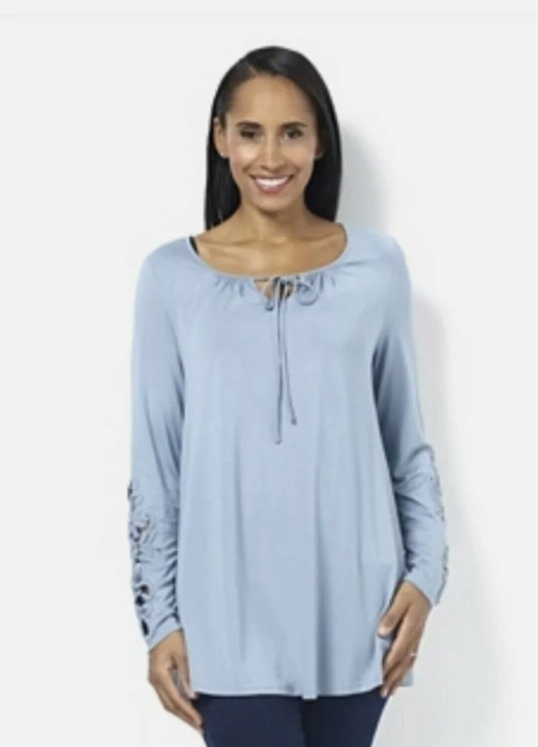 11# Together Crochet Detail Tie Front Long Sleeve Top Meduim RRP £42