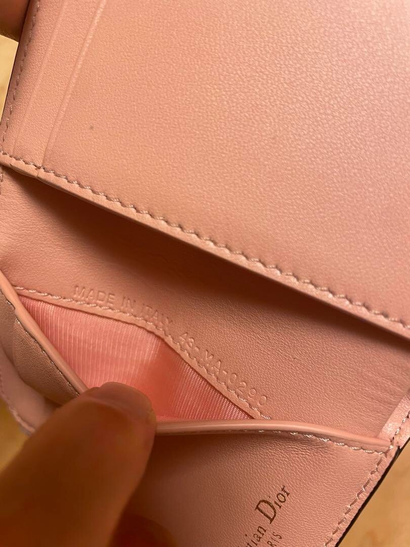 Christian Dior Saddle Mini Tri-Fold Wallet Pink Preowned Serial