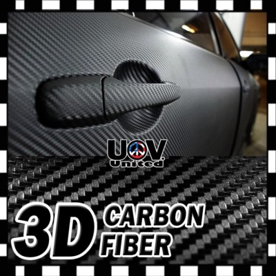 24'' x 60'' 3D Carbon Fiber Matte Black Premium Vinyl Wrap Bubble Free Release U2