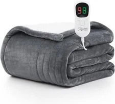 Homemate Heated Blanket Electric Throw - 62"x84" Twin Throw 1/2/4/6/8 Gray