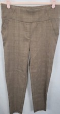 SOHO Apparel Brown Plaid Pull On Stretch Pants Size Medium Skinny Leg NWOT