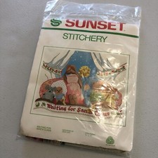 VTG SUNSET STITCHERY Needlepoint Kit NIP Christmas Fits 11"x14" Frame USA