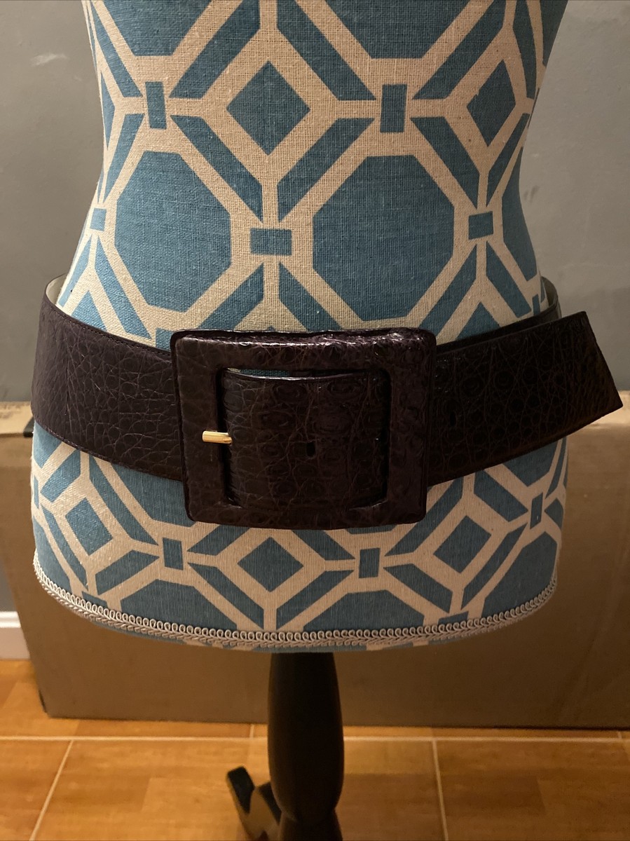 Nancy Gonzalez - Crocodile Leather Belt (Large) Nancy Gonzalez Wide Crocodile Waist Belt - Black Belts  main image 2