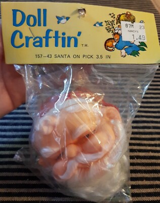 New Vintage Doll Craftin' Accessories Christmas Santa Claus heads on pick 3.5''