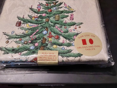 Spode Christmas Tree Tablecloth 60 x 104 Original Package Unused - Picture 3 of 6