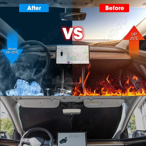 For Tesla Model S/X/Y/3 Windshield Visor SunShade Custom Made Sun Shade w/Bag - Picture 5 of 11