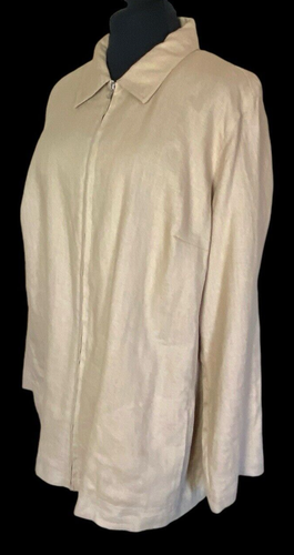Deane & White Woman 100% Linen Jacket Beige Women’s 2X Full Zip Side Pockets - Picture 2 of 9