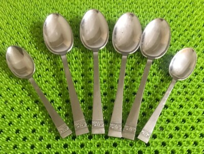 Empress UNKNOWN PATTERN Stainless 6 Spoons MCM Japan Satin Flatware B141G