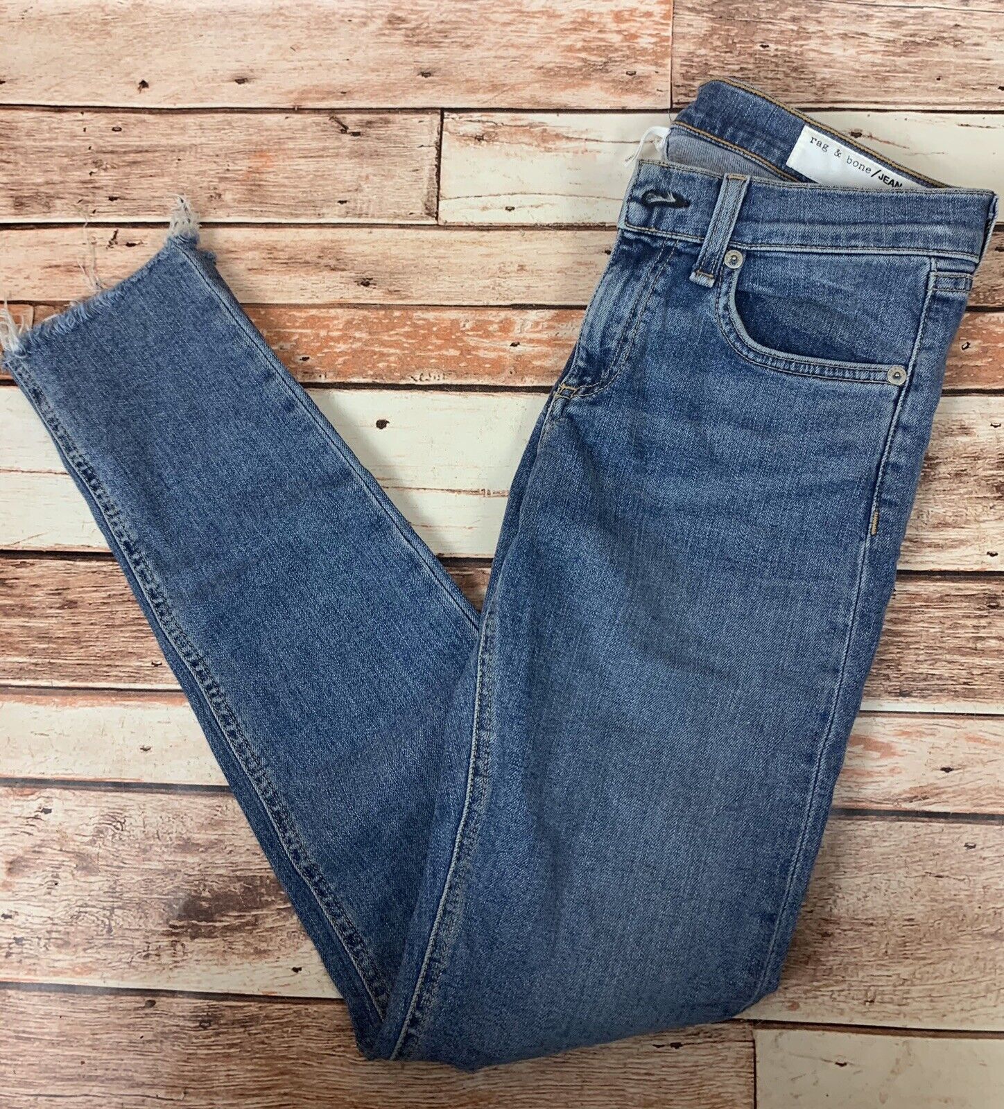 rag & bone skinny raw hem distressed midland wash size 26 RN 108879 | eBay