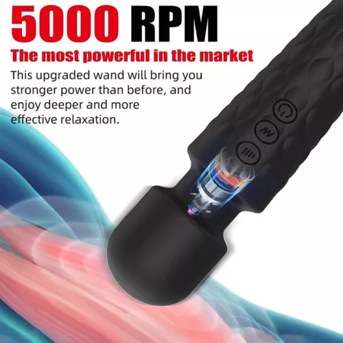 Masajeador de mano varita vibratoria 20 velocidades mágico motor de terapia de cuerpo completo - Imagen 2 de 16