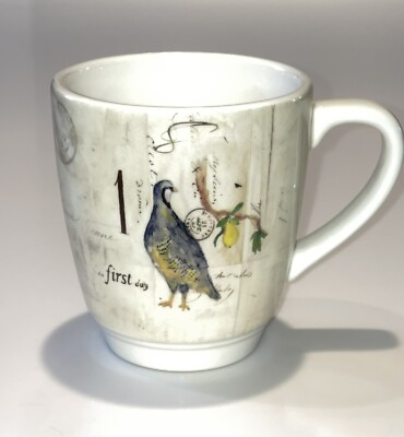 Williams Sonoma Mug 12 Days of Christmas 1/2 Partridge Pear Tree/Turtledoves EUC