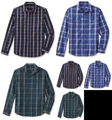 Route 66 Men's Button-Front Long Sleeve Shirt - Plaid - Regular & Big and Tall