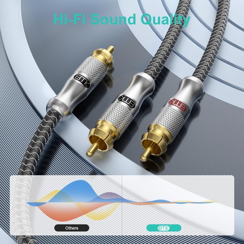RCA Y Sdoppiatore 15Ft/5M - Bidirezionale 1 Maschio a 2 Maschio Subwoofer/Coassiale RCA... - Foto 3 di 7