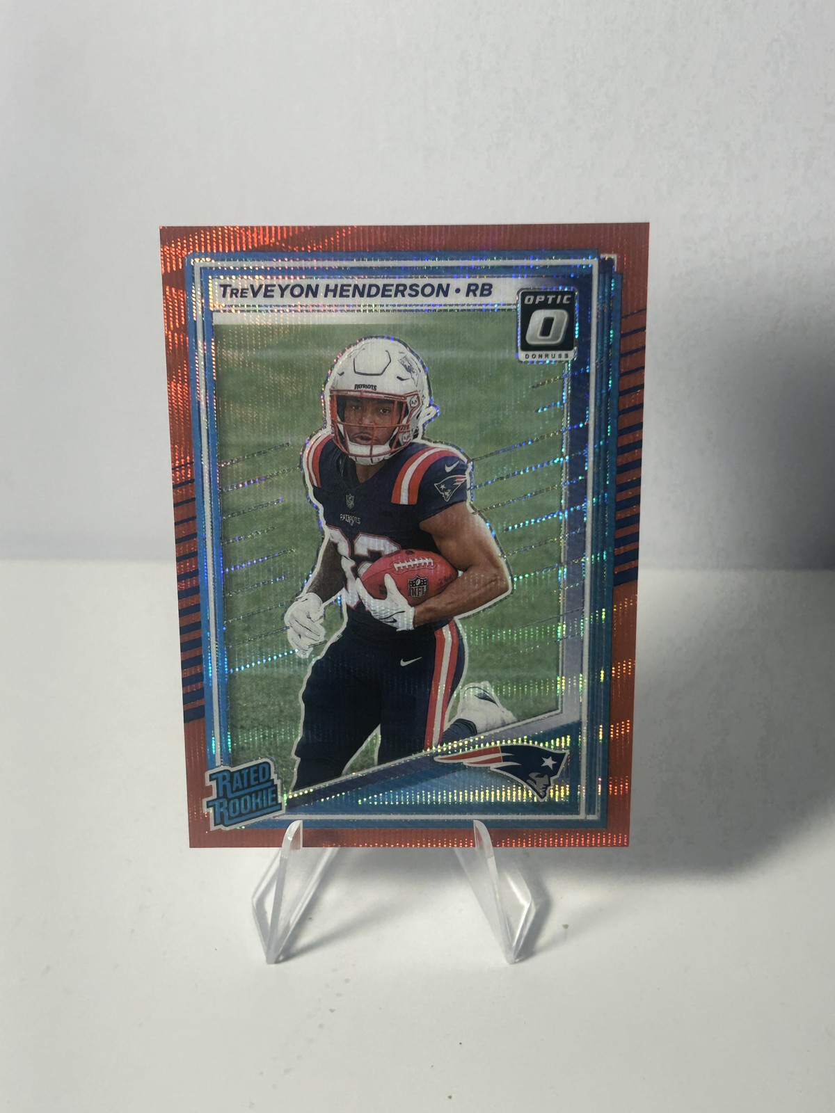 2025 Panini Donruss Rated Rookie TreVeyon Henderson #332 Optic Preview Red Wave