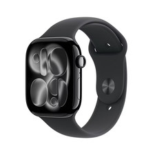 Apple Watch Series 11 GPS 42mm Jet Black Aluminum Case with Black Sport Band - S