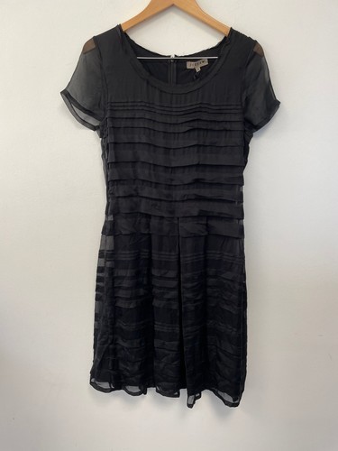 Jigsaw Black Silk Pleated Midi Dress Size M - Picture 9 of 10