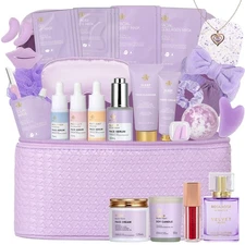 Christmas Gifts for Women, Lavender 33 Pcs Spa Bath & Body Gift Set, Face She...
