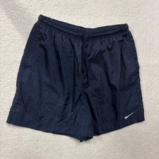 Vintage Nike Windbreaker Shorts Boys XL 16-18 Navy Blue Nylon Swim Trunk Mesh