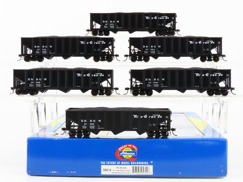 Paquete de 6 tolvas Athearn 95614 D&RGW Rio Grande Railroad 40' escala HO de 3 bahías | Condition: Used