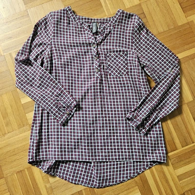 Multiblu Damen Bluse Tunika mehrfarbig kariert Langarm V-Ausschnitt Gr. 40 - Bild 1 von 2