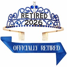 JPACO 2026 Retirement Tiara  Sash - Officially Retired Large, 2026 Blue