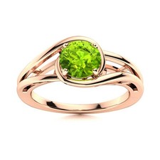 Solitaire 5MM Round Peridot Split Shank Ring 925 Sterling Silver Rose Plated