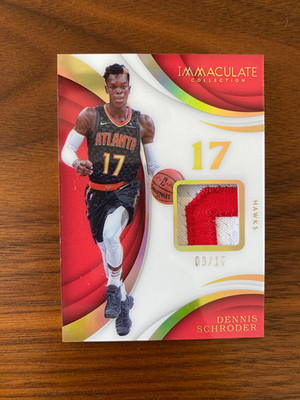 Dennis Schroder 2017-18 Immaculate /17 Game Worn Patch Jersey Numbers MVP Hawks
