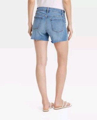 Isabel Maternity Sz 6/28 Expandable Side Panel Midi Light Wash Blue Denim Short