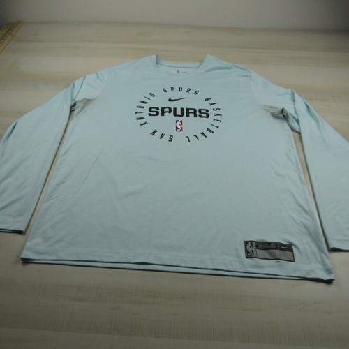 San Antonio Spurs Shirt Mens Extra Large Blue Nike Tee NBA Long Sleeve *Read