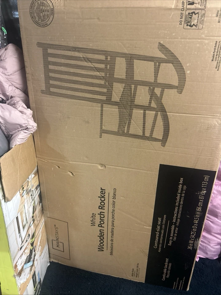 Rocking Chair Wooden Porch Rocker Durable Heavy Duty Vintage White - Image 2 of 2