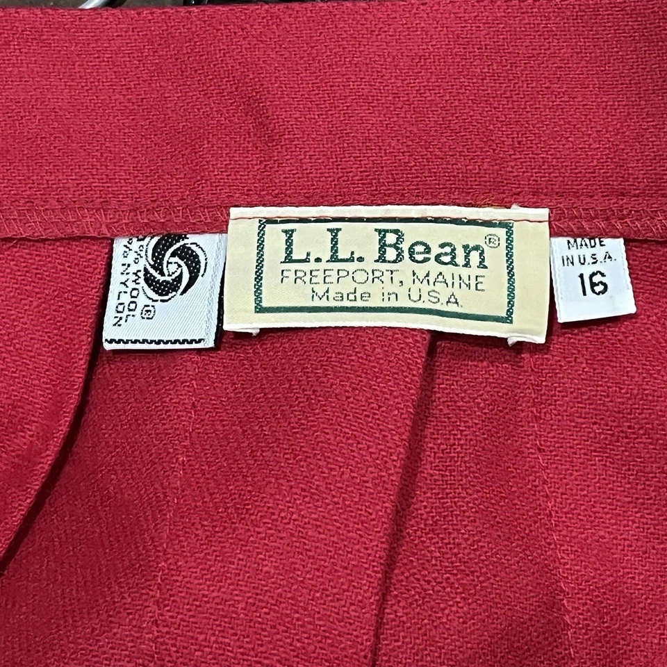 Falda midi plisada de mezcla de lana de frijol LL de colección talla 16 botones laterales rojos pesados EE. UU. Foto 3 de 4