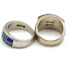 Signed Southwest Sterling Turquoise Coral Opal Onyx Inlay Ring Lot of 6 #S5345-5 — photo 5
