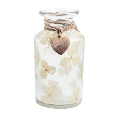 Mud Pie Pink Glass XOXO Pressed Flower Vase