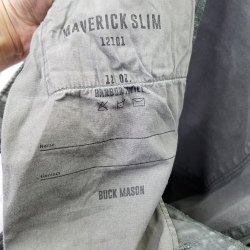 Buck Mason Jeans Maverick Slim Mens Sz 29 12oz Harbor Twill Grey Button Fly Flaw - Foto 10 di 16