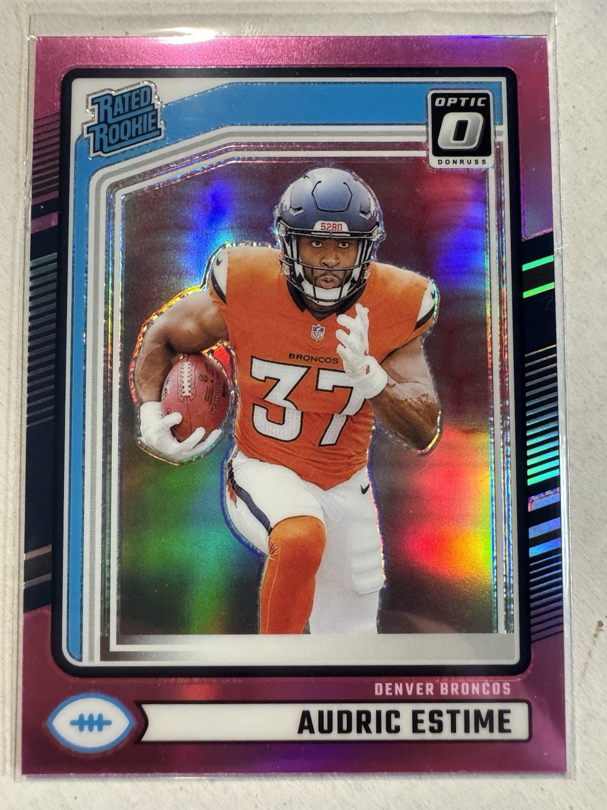 2024 Panini Donruss Audric Estime #335 Pink Optic Preview Rated Rookie RC Bronco