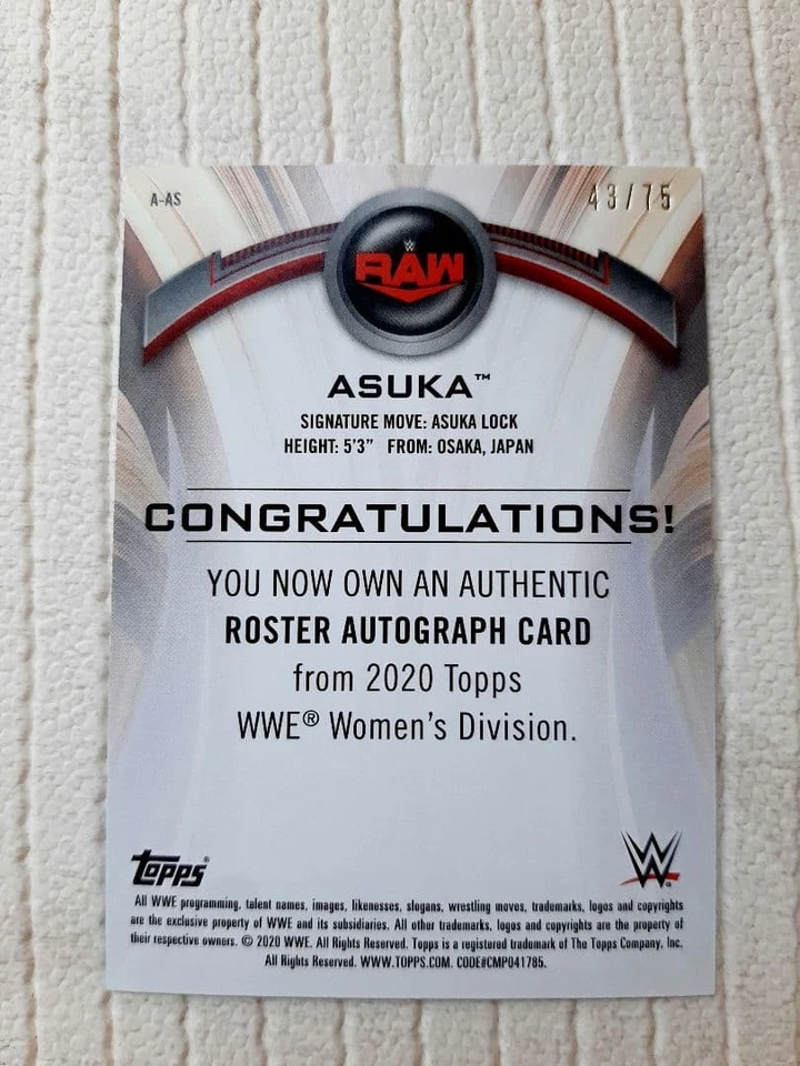 WWE Asuka ASUKA auto autograph Topps limited to 75 pieces - Image 4 of 4