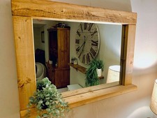 Mirror farmhouse style handmade wooden mirror with a wax finish in English 