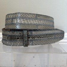 VTG USA NOCONA Genuine Snakeskin belt 36 Gray WESTERN No Buckle 3004N