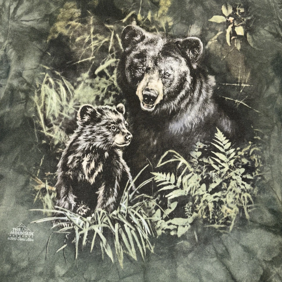 Vintage The Mountain Shirt Mens Small Green Bear Graphic Animal Wildlife Nature - Image 2 of 4