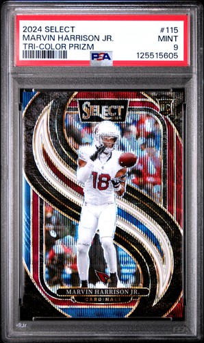 2024 PANINI SELECT TRI-COLOR PRIZM #115 MARVIN HARRISON JR. ROOKIE 96/249 PSA 9