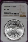 ESTATE FIND 1998  - NGC MS69 American Silver Eagle Dollar! #B52582