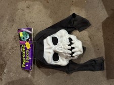 Fun World Vtg Mask Fearsome Faces Skull Grim Reaper Hood Item #9205